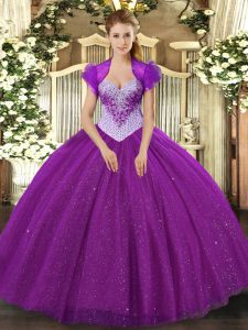 Sleeveless Lace Up Floor Length Beading and Sequins Sweet 16 Dresses