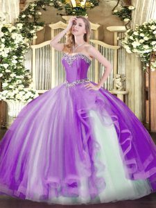 Dramatic Sleeveless Lace Up Floor Length Beading and Ruffles Sweet 16 Dresses