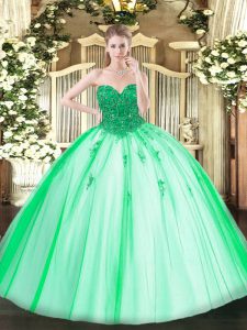 Low Price Turquoise Sweetheart Neckline Beading Sweet 16 Quinceanera Dress Sleeveless Lace Up