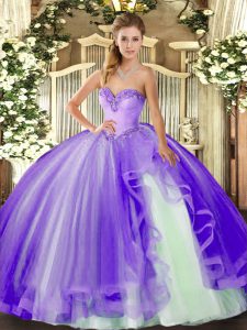 Floor Length Lavender Sweet 16 Dress Sweetheart Sleeveless Lace Up