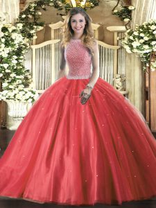 Exquisite Floor Length Ball Gowns Sleeveless Red Vestidos de Quinceanera Lace Up