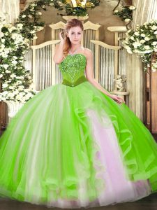 Best Floor Length Ball Gowns Sleeveless Quinceanera Dresses Lace Up