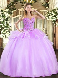 Lilac Sweetheart Lace Up Embroidery 15 Quinceanera Dress Sleeveless