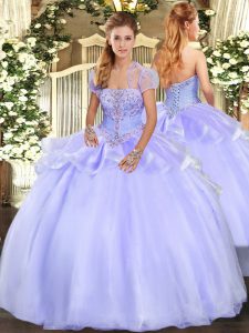 Organza Sleeveless Floor Length Ball Gown Prom Dress and Appliques