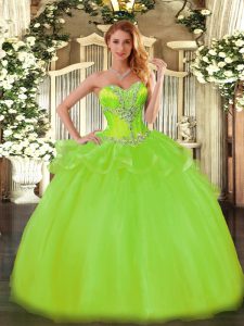 Fabulous Sleeveless Floor Length Beading Lace Up Quince Ball Gowns