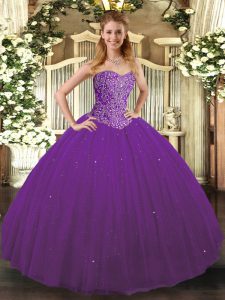 Fabulous Sleeveless Lace Up Floor Length Beading 15 Quinceanera Dress