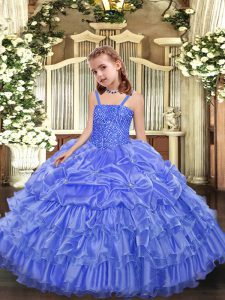 Beautiful Lavender Sleeveless Organza Lace Up Pageant Gowns for Party and Sweet 16 and Quinceanera and Wedding Party