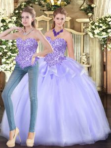 Elegant Floor Length Ball Gowns Sleeveless Lavender Quinceanera Dress Zipper