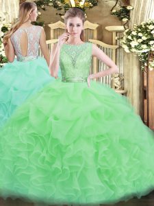 Pretty Ball Gowns Vestidos de Quinceanera Scoop Organza Sleeveless Floor Length Backless