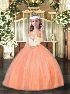 Sleeveless Lace Up Floor Length Beading Little Girls Pageant Dress Wholesale