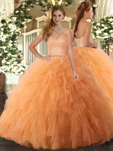 Lovely Orange Sweetheart Lace Up Ruffles 15 Quinceanera Dress Sleeveless