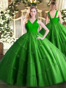 Suitable Tulle Sleeveless Floor Length Sweet 16 Quinceanera Dress and Beading