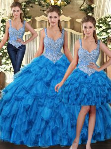 Floor Length Ball Gowns Sleeveless Teal 15 Quinceanera Dress Lace Up