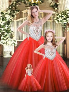 Latest Sleeveless Beading Lace Up Sweet 16 Dress