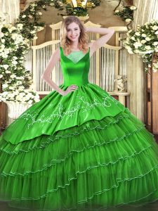 Vintage Ball Gowns Quinceanera Gown Scoop Organza Sleeveless Floor Length Side Zipper