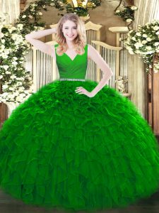 Eye-catching Sleeveless Beading and Ruffles Zipper Sweet 16 Dresses