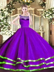 Sleeveless Beading and Ruffled Layers Zipper Vestidos de Quinceanera