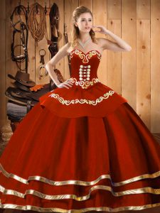 Floor Length Wine Red Quinceanera Dresses Organza Sleeveless Embroidery