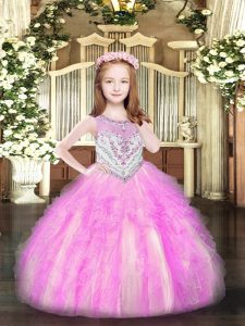 Perfect Sleeveless Beading and Ruffles Zipper Winning Pageant Gowns