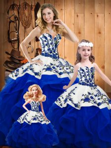 Affordable Floor Length Ball Gowns Sleeveless Royal Blue Ball Gown Prom Dress Lace Up