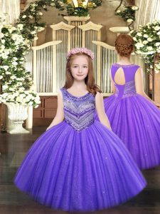 Scoop Sleeveless Lace Up Pageant Dress for Womens Lavender Tulle