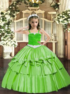 High Class Sleeveless Appliques and Ruffled Layers Lace Up High School Pageant Dress