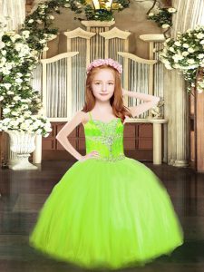 Sleeveless Lace Up Floor Length Beading High School Pageant Dress