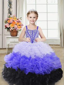 Trendy Sleeveless Floor Length Beading and Ruffles Lace Up Pageant Dress Wholesale with Multi-color