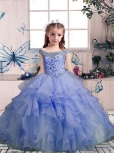 Luxurious Sleeveless Lace Up Floor Length Beading and Ruffles Pageant Gowns For Girls