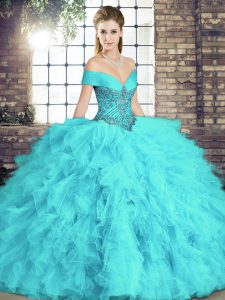 Sleeveless Beading and Ruffles Lace Up Sweet 16 Quinceanera Dress