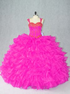 Free and Easy Organza Sleeveless Floor Length Quinceanera Dress and Beading and Ruffles