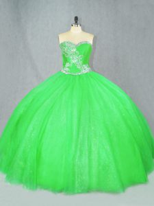 Floor Length Lace Up Quince Ball Gowns for Sweet 16 and Quinceanera with Beading