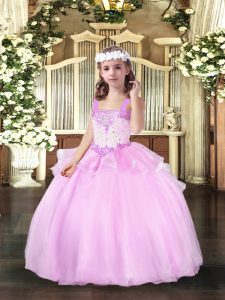 Sleeveless Lace Up Floor Length Beading Pageant Gowns