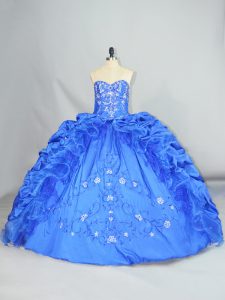 Stunning Sleeveless Lace Up Floor Length Embroidery and Pick Ups Ball Gown Prom Dress