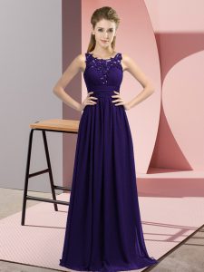 Artistic Floor Length Zipper Quinceanera Court Dresses Purple and In with Beading and Appliques