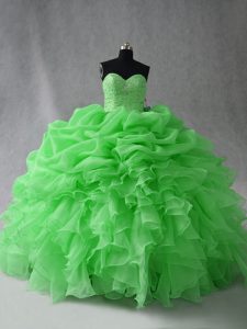 Deluxe Lace Up Sweetheart Beading and Ruffles and Pick Ups Vestidos de Quinceanera Organza Sleeveless