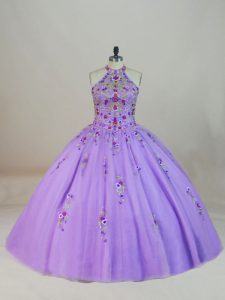 Lace Up Quinceanera Dress Lavender for Sweet 16 and Quinceanera with Beading and Embroidery Brush Train