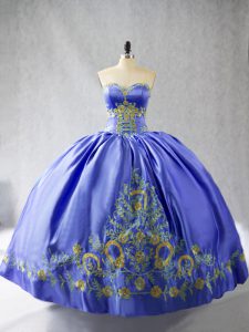 Sleeveless Lace Up Floor Length Embroidery Quinceanera Gown