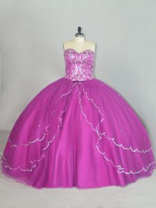 Superior Sleeveless Brush Train Lace Up Beading and Sequins 15th Birthday Dress