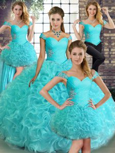 Stylish Fabric With Rolling Flowers Sleeveless Floor Length Sweet 16 Quinceanera Dress and Beading