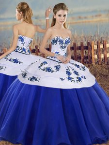 Sweetheart Sleeveless Lace Up Sweet 16 Dress Royal Blue Tulle