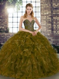 Gorgeous Floor Length Ball Gowns Sleeveless Brown Quinceanera Gowns Lace Up