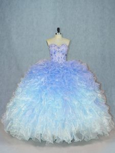 Popular Multi-color Sleeveless Organza Lace Up 15th Birthday Dress for Sweet 16 and Quinceanera