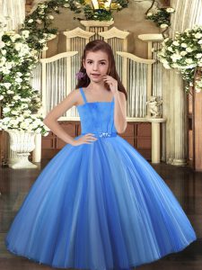 Affordable Blue and Yellow And White Pageant Gowns Party and Sweet 16 and Wedding Party with Beading Straps Sleeveless Lace Up