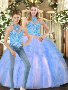 Sleeveless Embroidery and Ruffles Lace Up Quinceanera Dresses