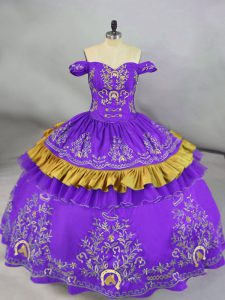Purple Sleeveless Satin Lace Up Sweet 16 Quinceanera Dress for Sweet 16 and Quinceanera