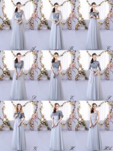 Grey V-neck Neckline Appliques Quinceanera Court Dresses Sleeveless Lace Up