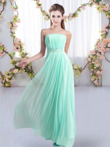 Aqua Blue Sleeveless Beading Lace Up Court Dresses for Sweet 16