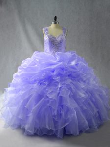 Straps Sleeveless Organza 15th Birthday Dress Beading and Ruffles Zipper