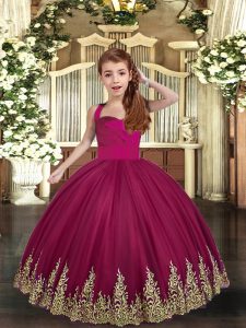 Attractive Tulle Sleeveless Floor Length Girls Pageant Dresses and Embroidery